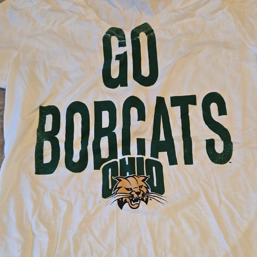 Russell Athletic White and Green Bobcats Tee
